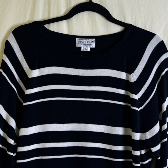 NWOT Women's Pendleton Tall Woman’s Size XL Long Sleeve Top Black & White Stripe - Picture 2 of 6
